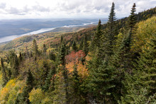 View Of The Lake Tremblant And Autumn Forest From Top Of Mont Tremblant. Canada