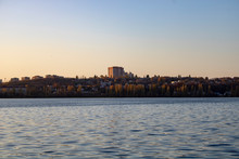 Lake With Clear Blue Water In The City Of Voronezh In The Fall At Sunset