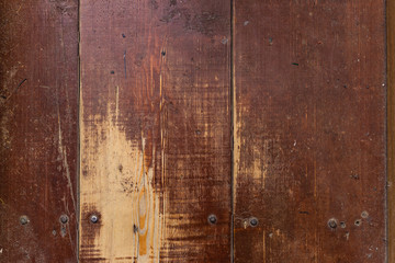 Wall Mural - Old aged brown wood worn out. Tabletop scene with old wooden copy space.