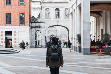 woman walking the streets of london  