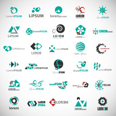 Wall Mural - Abstract Element Icon Set. Vector Isolated On Gray. Abstract Element Logo For Company And Busines Symbol, Tech Icon And Element Design. Creative Icons For Corporate Logo. Abstract Modern Template