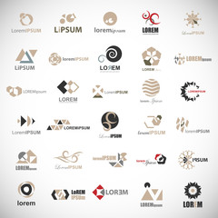 Wall Mural - Abstract Element Icon Set. Vector Isolated On Gray. Abstract Element Logo For Company And Busines Symbol, Tech Icon And Element Design. Creative Icons For Corporate Logo. Abstract Modern Template