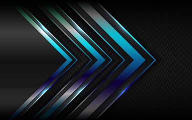 Fototapete - Abstract metallic silver blue frame layout design tech innovation concept geometric on dark background. Can use for wallpaper, poster, brochure, cover, banner, advertising, corporate