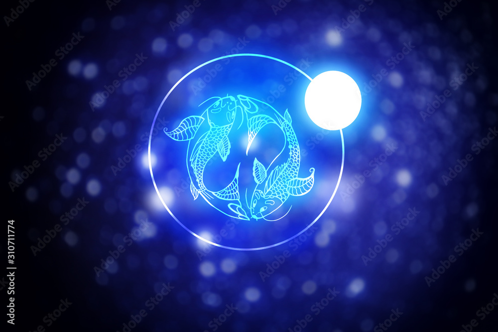 Astrology sign Pisces against starry sky Stock Photo | Adobe Stock