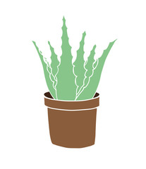 Canvas Print - Vector hand drawn doodle sketch colored potted aloe vera isolated on white background