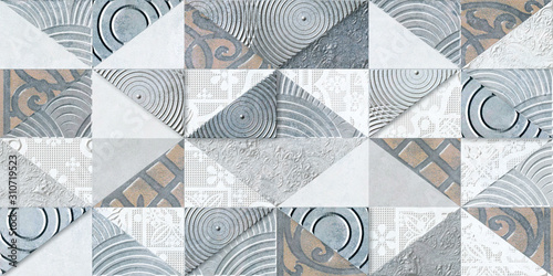 Naklejka - mata magnetyczna na lodówkę Digital kitchen or washroom ceramic wall tiles, in multi colors.