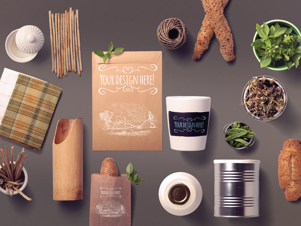 Download Organic Food Bread And Spices Mockup Stock Template Adobe Stock