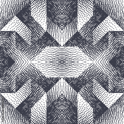 Abstract seamless pattern of geometric shapes with texture. Optical illusion ...
