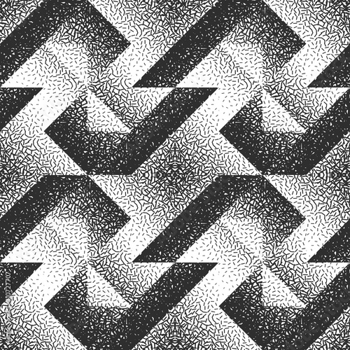 Abstract seamless pattern of geometric shapes with texture. Optical illusion ...