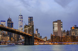 Fototapeta  - New York City Skyline at dusk, Brooklyn Bridge, Manhattan