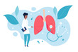 Pulmonologist examines the lungs. The concept of pulmonology and a healthy respiratory system.