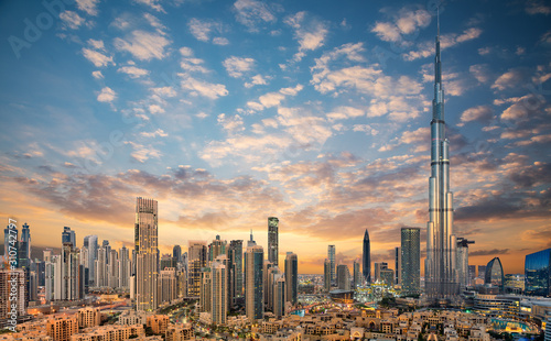 Amazing panoramic view on Dubai futuristic skyline, Downtown Dubai, United Arab Canvas Print