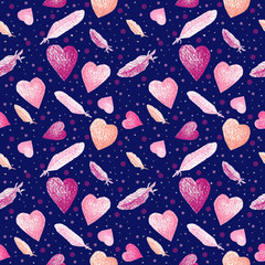 seamless pattern love Valentine's day pink purple 