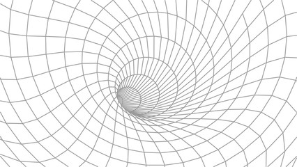 Poster - Abstract tunnel. Vector wormhole. 3D corridor mesh.