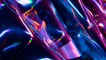 Reflection Of Light On Holographic Foils With Neon Lighting