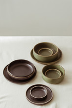 Set Of Brown Tableware.