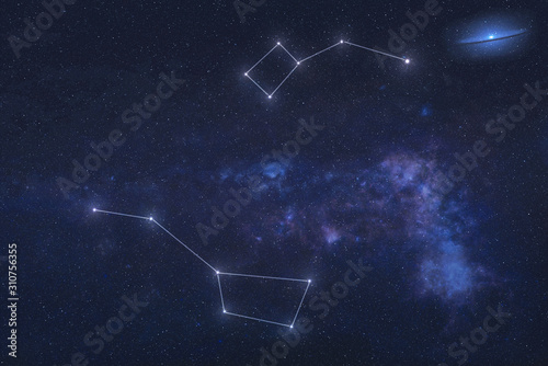 Fotomural Ursa major and Ursa Minor Constellations in outer space