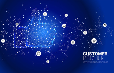 Poster - thumb up icon from dot connect line polygon network. concept of customer satisfaction , client rating and ranking.