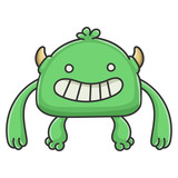 Fototapeta Dinusie - Happy green goblin cartoon monster