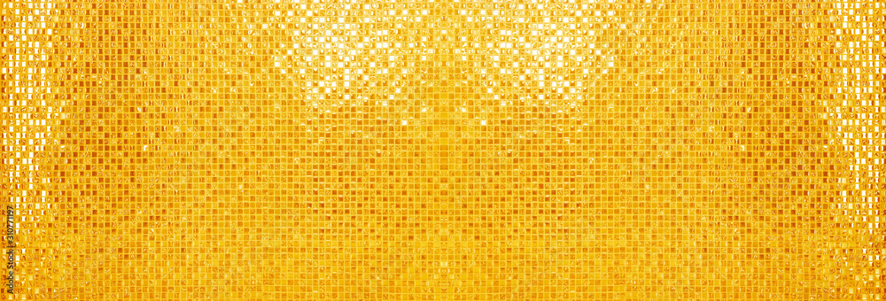 wall and floor gold yellow mosaic tiles - obrazy, fototapety, plakaty 