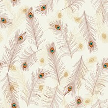Fashionable Template For Design Of Clothes. Tails Of Peacocks . Embroidery Peacock Feathers Seamless Pattern