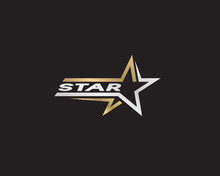 Elegant Star Logo Vector, Luxury Gold Star Design Template