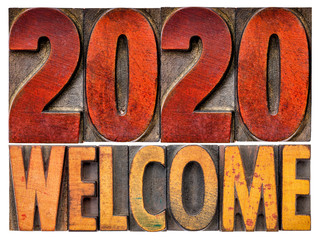 Sticker - 2020 welcome - New Year greeting card