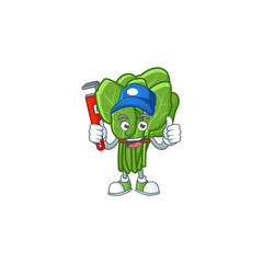 Canvas Print - Cool Plumber spinach cartoon character mascot design