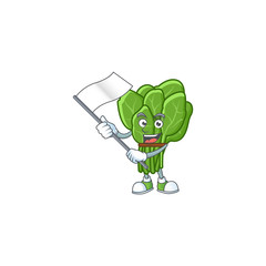 Sticker - cute spinach cartoon character design holding a flag