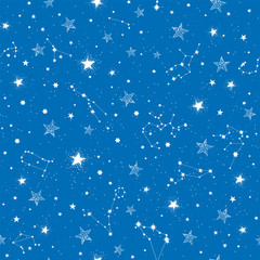 Wall Mural - Space Galaxy constellation seamless pattern print could be used for textile, zodiac star yoga mat, phone case