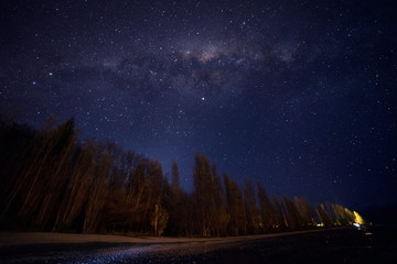 amazing milky way view at wanaka lake,new zealand.image contain noise and soft focus due to long exp