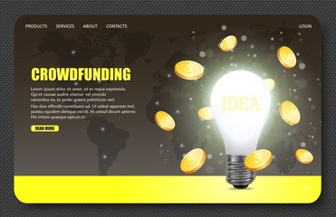 Wall Mural - crowdfunding vector website landing page design template