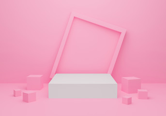 Poster - abstract pink on pastel background texture with geometric shape for product presentation and display
