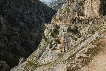 Hiking track Ruta del Cares from Poncebos to Cain in Picos de Europa in Asturia,Spain,Europe