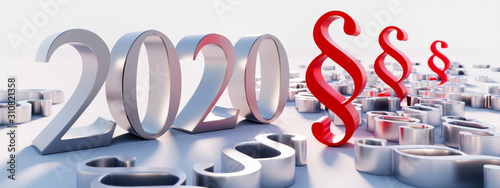 Fotografía Silver paragraphs and the year 2020 numbers - 3d illustration