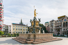 \Neptune Fountain In The Theater Square In Front Of The Batumi State Drama Theater Named I. Chavchavadze In Batumi City In Georgia