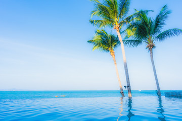 Beautiful landscape of outdoor swimming pool in hotel resort