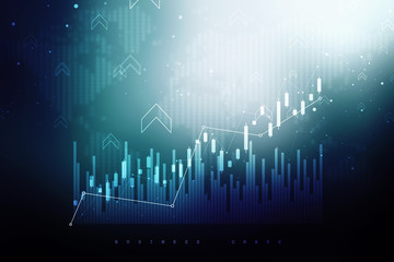 Poster - 2d rendering Stock market online business concept. business Graph 