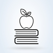 Online Learning Books Apple Simple Line. Vector Modern Icon Design Illustration.