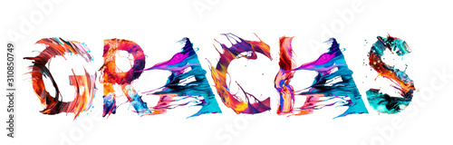 Fotomural Gracias por las letras multicolor en español