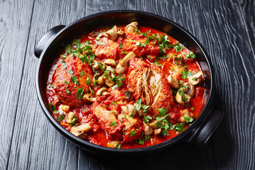 Wall Mural - close-up of Chicken Cacciatore in a dish
