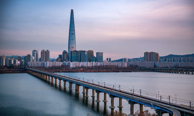 Wall Mural - bridge and seoul skyline, south korea