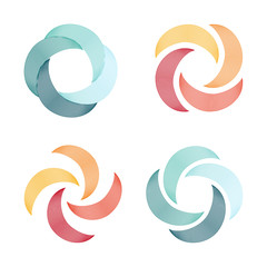 Aufkleber - Set of spiral and swirl logo abstract logo, twisting shape, swirl of lines, round unusual logo. Vector icons set.