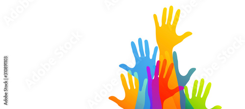 mani, comunità colori, solidarietà Poster Mural XXL