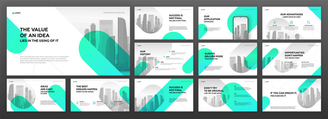 Wall Mural - powerpoint presentation templates set for business and real estate. use for keynote presentation, br
