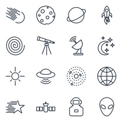 Poster - set Space icon template color editable. astronomy, science pack symbol vector sign isolated on white background illustration for graphic and web design.