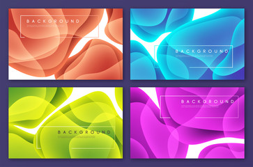 Wall Mural - set of abstract minimalist vector backgrounds with liquid bubble shapes