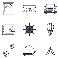 Fototapete - set Tour and travel icon template color editable. Travel, tourism and hotel pack symbol vector sign isolated on white background illustration for graphic and web design.