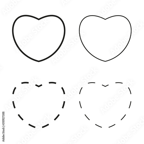 Black heart line isolated on a white background. Vector element for applicati...