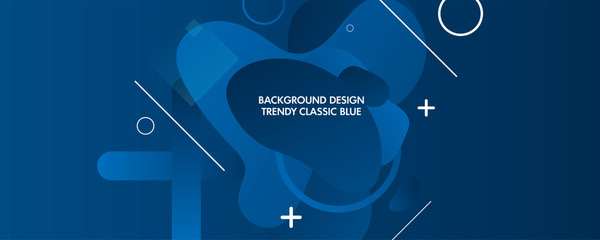 Liquid classic blue color gradient shapes background design fluid composition futuristic